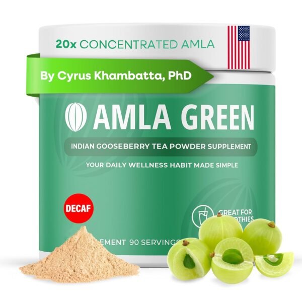 Amla Powder & Decaf Green Tea Superfood Supplement, 20x Ultra Concentrated Amla, Oolong Tea and Indian Gooseberries, Organic, Vegan, 90 Servings - Image 2