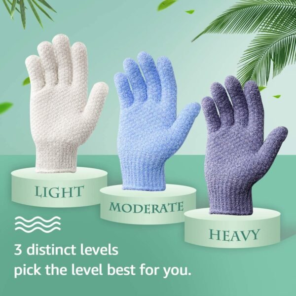 Evridwear Exfoliating Dual Texture Bath Gloves for Shower, Spa, Massage and Body Scrubs, Dead Skin Cell Remover, Gloves with Hanging Loop (1 Pair Heavy Glove) - Image 6