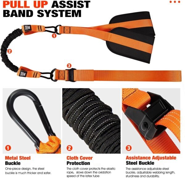 Pull Up Assistance Bands, Heavy Duty Resistance Band for Pull Up Bar, Adjustable Weight/Size with Fabric Feet/Knee Rest, Bands for Pull Up Assist for Strength Training, Patented Pull Up Assist Band - Image 9