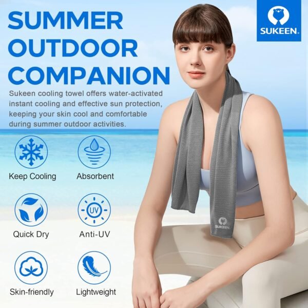Sukeen 4 Pack Cooling Towels (40"x12") Cool Towel, Cold Towel, Microfiber Soft Breathable Chilly Ice Towel for Yoga,Sport,Running,Gym,Workout,Camping,Fitness,Workout & More Activities - Image 3