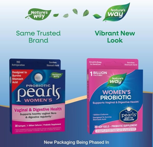 Nature's Way Women's Probiotic Pearls, Supports Vaginal and Digestive Health*, 1 Billion Live Cultures, No Refrigeration Required, 30 Softgels (Packaging May Vary) - Image 3
