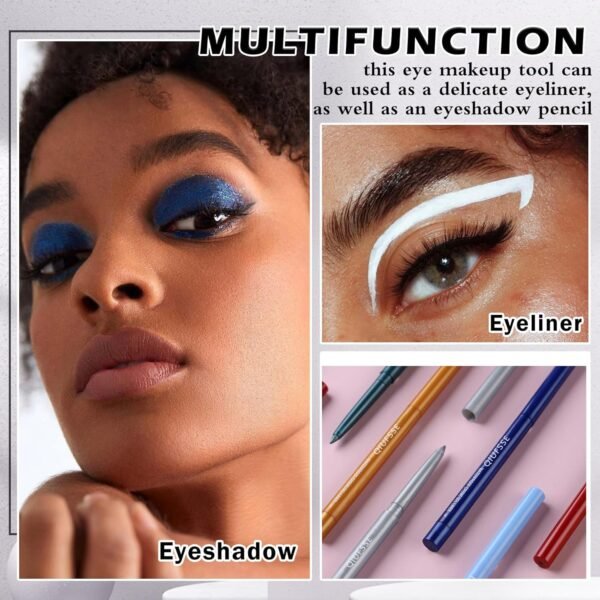 3PCS Blue Eyeliner Pencil Waterproof Eyeliner Pen Retractable Colorful Eyeliner Easy to Use Eyeliner Pen for Women,Pro Delineador De Ojos A Prueba de Agua（Dark Blue Shine） - Image 7