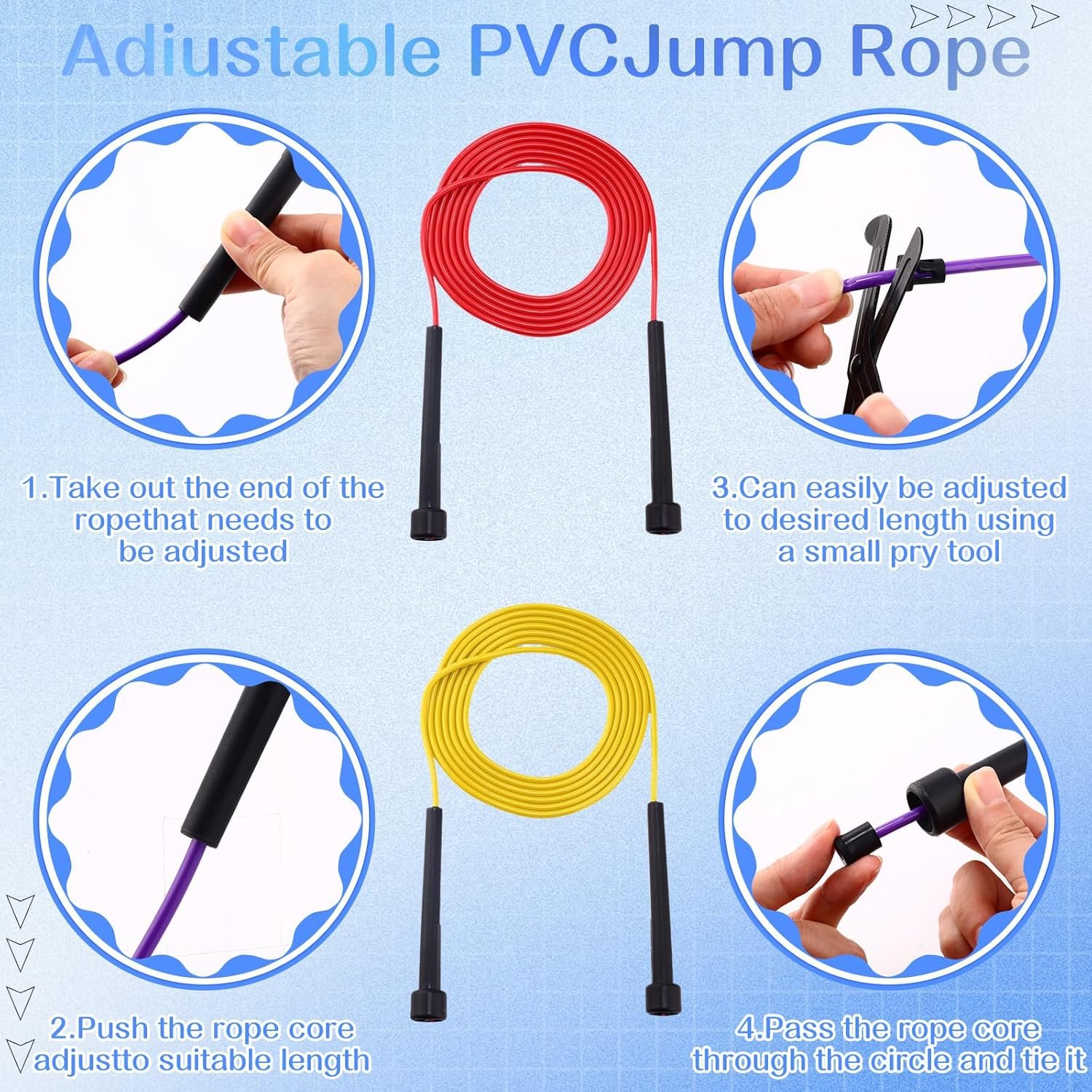 72 Pcs PVC Jump Ropes for Fitness 9.2 ft Adjustable Skipping Rope Versatile Unbreakable Speed Rope with Plastic Handles for Women Men Kids Endurance Training Cardio Exercise Workout - Image 5