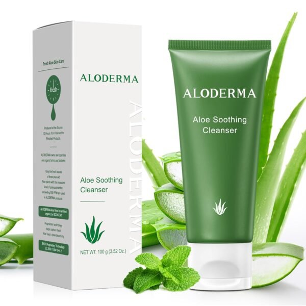 Aloderma Soothing Cleanser for Sensitive Skin Made with 76% Organic Aloe Vera and Allantoin to Calm & Gently Cleanse Damaged Skin, 3.5oz - Image 2