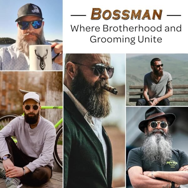 Bossman MUDstache Unscented Mustache Wax for Men & Acetate Folding Comb - Styling and Grooming Combo - Image 7