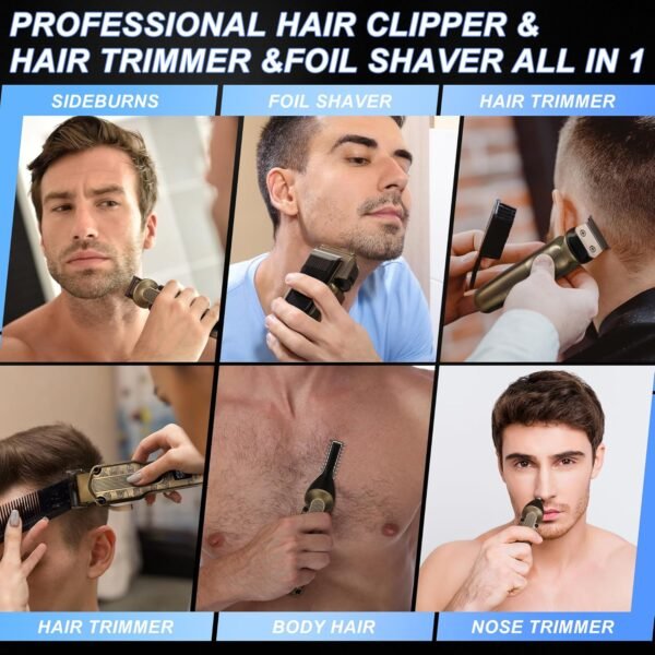 Beard Trimmer Kit Hair Clipper Set Professional Hair Trimmer Electric Foil Shaver Razor for Men Haircutting Machine for Barber Clippers and Trimmers Grooming Kit Nose Body Hair Trimmer - Image 8