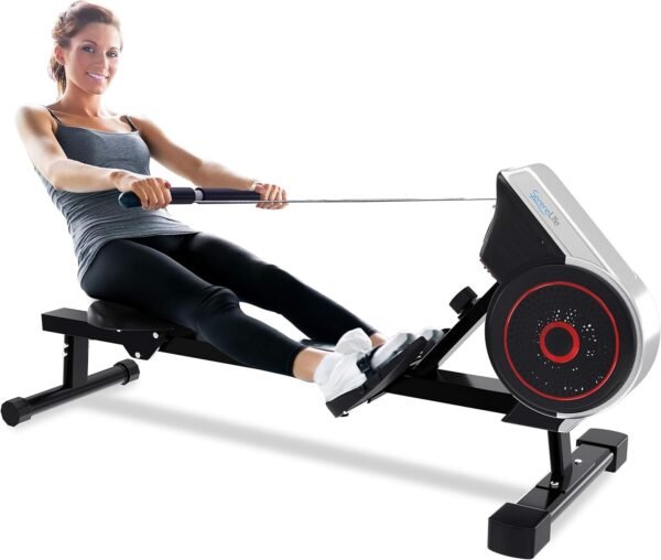 SereneLife Air & Magnetic Rowing Machine - Measures Time, Distance, Stride, Calories - For Gym or Home Cardio Workout - Image 2