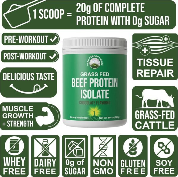Grass Fed Beef Protein Powder - Lactose Free Great Tasting Beef Protein Isolate. Complete Animal Based Non Dairy Paleo Carnivore Supplement for Prime Muscle Building. No Whey. Vanilla Flavor - Image 10