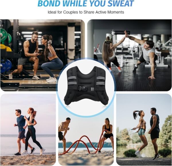 ZELUS Weighted Vest, 6lb/8lb/12lb/16lb/20lb/25lb/30lb Weight Vest with Reflective Stripe for Workout, Strength Training, Running, Fitness, Muscle Building, Weight Loss, Weightlifting - Image 5