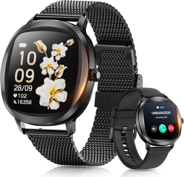 Women's Smart Bracelet/Smart Watch, 1.72-inch Display, IP68 Waterproof Sport Bracelet, One-Touch Bluetooth Calling, Fitness Tracker with Health Monitor (Black) - Image 2