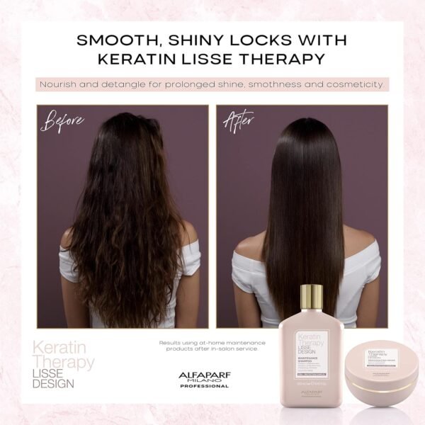 Alfaparf Milano Lisse Design Keratin Therapy Rehydrating Hair Mask - Post Keratin Treatment Deep Conditioning Hair Mask for Frizz Control & Moisture Retention - Dry Hair Treatment (6.7 oz) - Image 4