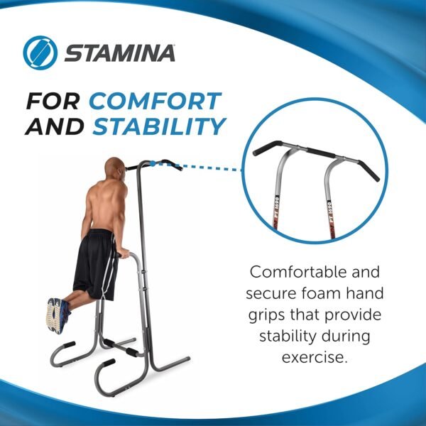 Stamina Power Tower - Dip Bar Pull Up Bar Station with Smart Workout App - Dip Bars for Home Workout - Up to 250 lbs Weight Capacity - Image 7
