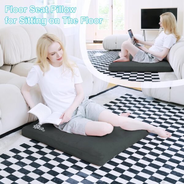 Velvet Zabuton Meditation Mat, 31 * 31 inches, Yoga Meditation Cushion Floor (Black) - Image 6