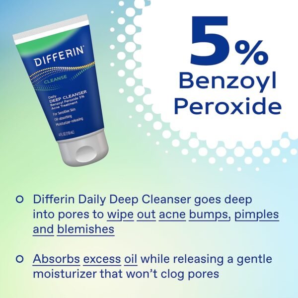 Differin Acne Skin Care Kit, Differin Gel Retinoid Acne Treatment for Face with 0.1% Adapalene & 5% Benzoyl Peroxide Face Wash & Body Wash, Designed for Pimple and Acne Prone Skin - Image 8