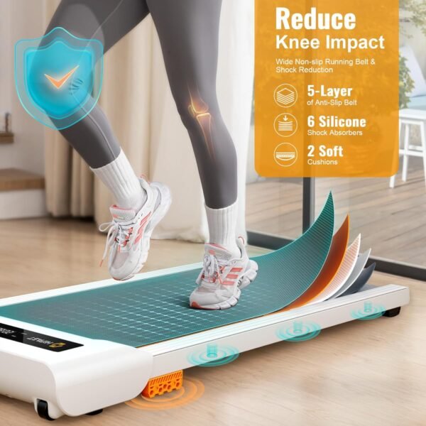 Walking Pad, 2.5HP Under Desk Treadmill for Home Office, 300 Lbs Capacity Portable Treadmill with Remote Control & LED Display, 2 in 1 Treadmill for Walking Jogging and Running - Image 8