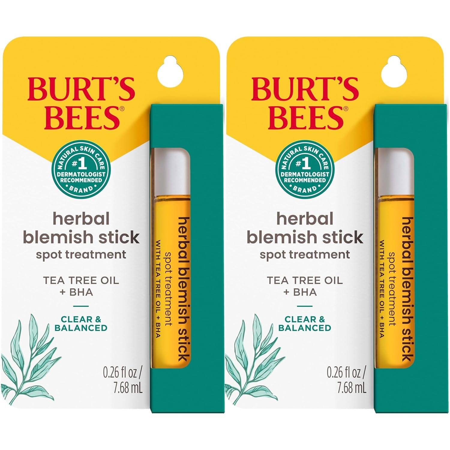 Burt’s Bees Clear and Balanced Herbal Blemish Stick, On the Go Acne Treatment, Unclogs Pores, Use in Skincare Regime, Pack of 12, Pack May Vary - Image 2