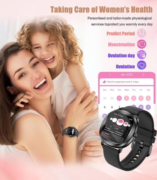 Women's Smart Bracelet/Smart Watch, 1.72-inch Display, IP68 Waterproof Sport Bracelet, One-Touch Bluetooth Calling, Fitness Tracker with Health Monitor (Black) - Image 6