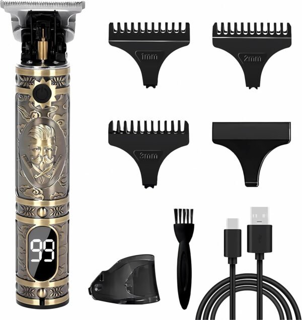 Cordless Rechargeable Hair Clippers with Guide Combs,LED Display T-Blade Hair Beard Trimmer Head Shavers,Professional Electric Cutting Grooming Kit for Men,Father - Image 2
