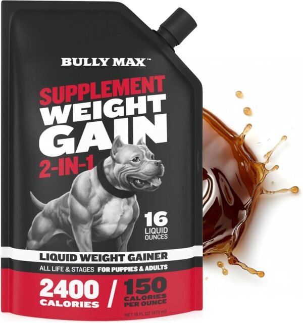 Bully Max Weight Gainer Liquid for Puppies & Adult Dogs - 2-in-1 High Calorie Multivitamin Dog Supplements & Vitamins for Weight Gain with Omega 3 & Whey Protein for All Breeds & Ages - 16 oz Bag - Image 2