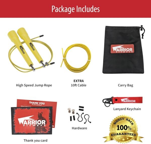 Warrior Fitness Adjustable Speed Jump Rope for Men, Women & Children - Ideal for Crossfit, Double Unders, Boxing, MMA, Skipping, WOD & Cardio Workouts - Image 10