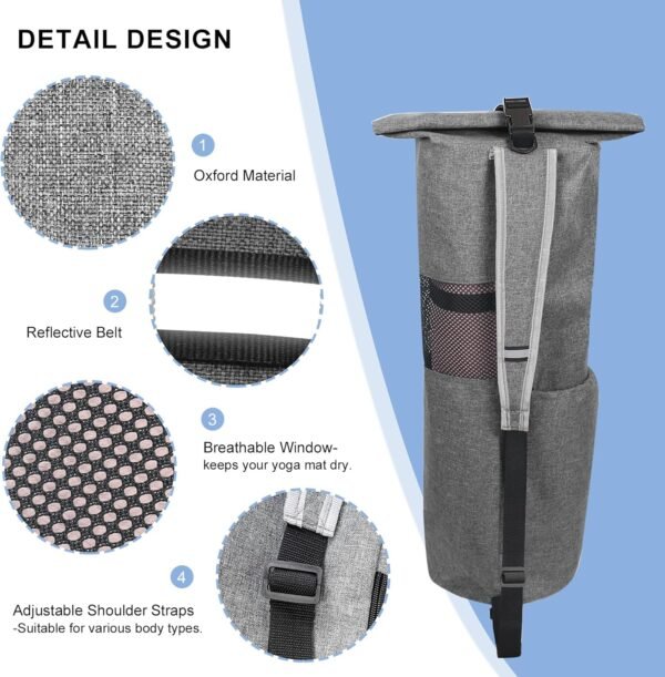 Explore Land Oxford Yoga Mat Storage Bag with Breathable Mesh Window and Large Pocket - Image 5