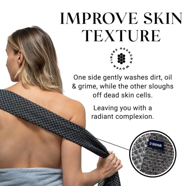 Exfoliating Washcloth Face & Body Scrub Towel - Japanese Exfoliating Towel with Hexagon Fibers, Exfoliating Body Scrubber with 2 Sides for Scrubbing & Washing - 1 Extra Long Towel - Image 7