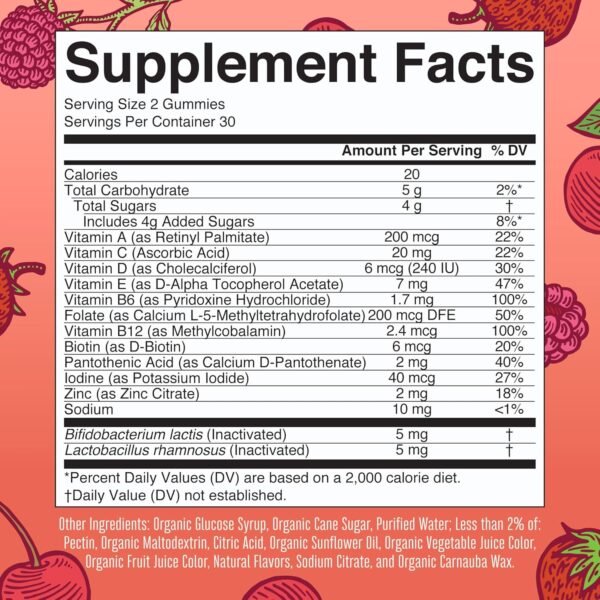 MaryRuth Organics Kids Vitamins | USDA Organic | Multivitamin Gummies + Postbiotics for Ages 4+ | Lactobacillus Rhamnosus | Vegan | Non-GMO | 60 Count - Image 3