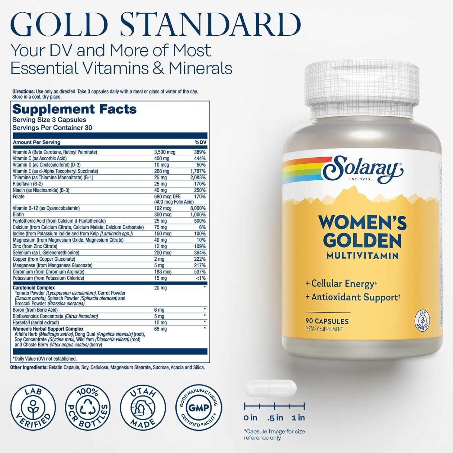 SOLARAY Women's Golden Multi-Vita-min Capsules, 90 Count - Image 3