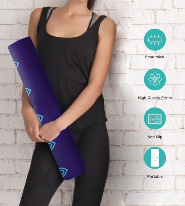 Non Slip Yoga Mat TPE Workout Mat for Men Women, Thick Workout Mat with Carrying Strap, Fitness Mats for Exercise, Yoga, Fitness, Pilates, Floor Workouts (72" x 24" x 6mm) - Image 5