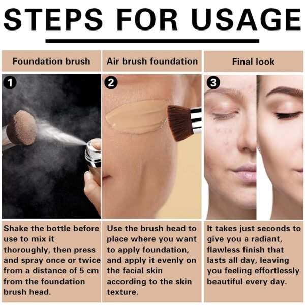 Magic Minerals Airbrush Foundation Makeup Spray Silky Lightweight Spray Foundation Makeup Air Brush Flawless Setting Spray Makeup for Mature Skin (Natural/Warm Porcelain) - Image 6