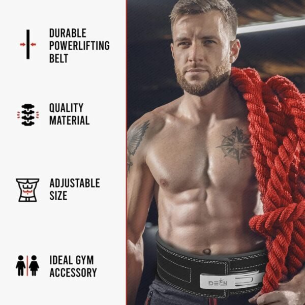 DEFY Weightlifting Lever Belt – 4” Wide Powerlifting Strongman Gym Belt for Men & Women – 10MM Lever Belt for Lower Back Support, Workout, Deadlift & IPF Bodybuilding - Image 6
