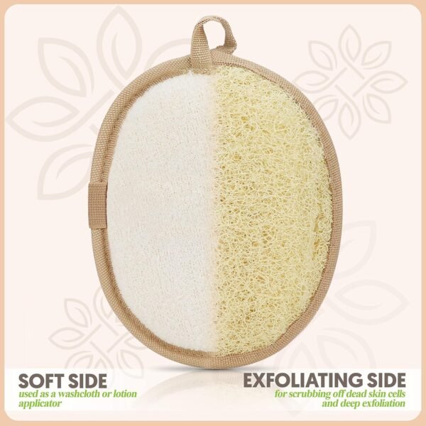 Almooni Natural Loofah Exfoliating Body Scrubber, Made with Natural Egyptian Shower Loofah Sponge, Bath Shower Loofah Sponge for Women and Men, for Face and Body That Gets You Clean - 2 Count (1 Pack) - Image 5