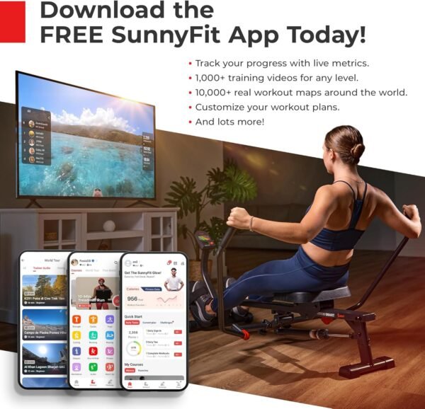 Sunny Health & Fitness Water Rowing Machine with Intense Dynamic Real-Time Resistance, 300 LB Capacity Water Rower Machine with Optional Free SunnyFit App Connectivity for Advanced Workout Metrics - Image 7