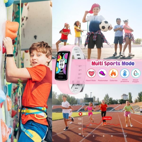 Smart Fitness Tracker Watch for Kids - Boys Girls Waterproof Smartwatch with Pedometer Heart Rate Sleep Tracking Alarm Clock Activity Tracker Calorie Step Counter Watch for Girls Boys Teens - Image 6