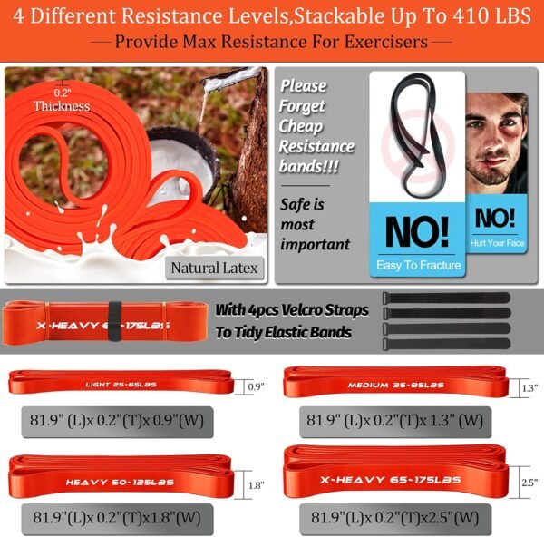 Portable Extra Heavy Home Gym Resistance Band Bar Set with 4 Stackable Resistance Bands,Detachable Full Body Workout Equipment Exercise Bar Kit,500LBS Longer Bar with Bands,Workout Guide Included - Image 6