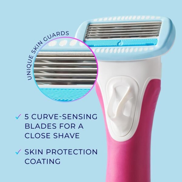 Schick Hydro Silk TrimStyle Razor for Women with Bikini Trimmer | 5-Blade Womens Razor with Trimmer, 2-in-1 Waterproof Pubic Hair Trimmer & Razor | 1 Handle & 3 Razor Blade Refills - Image 11