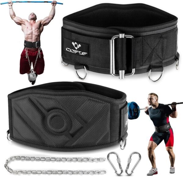 3-in-1 Weighted Pull Up Belt, Weight Lifting Dip Belt with 40.6 IN Chain & Self Locking, Weighted Gym Belt for Pull Up, Squat, Powerlifting & Deadlift, Capacity Up to 350 LBS - Image 2