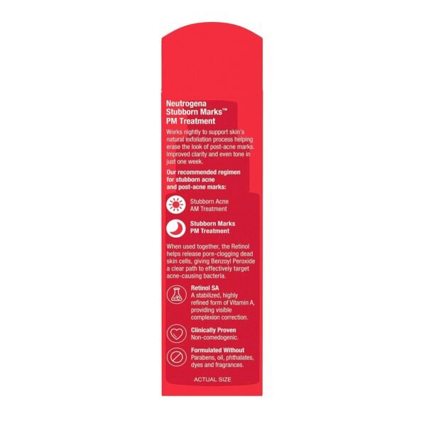 Neutrogena Retinol SA, Stubborn Marks PM Treatment, Face-Exfoliating Treatment to Help Reverse the Look of Post-Acne Marks & Uneven Skin Tone, Non-Comedogenic, PM Treatment, unscented, 1.0 Fl Oz - Image 9