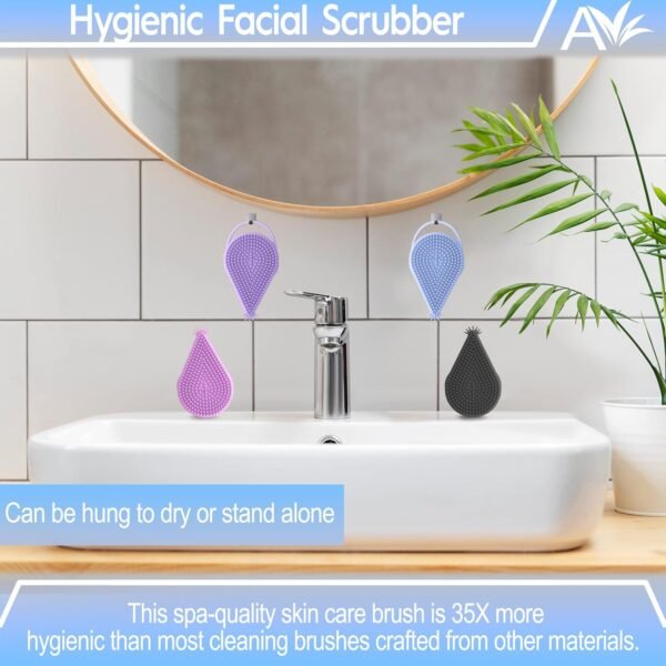 Avilana Silicone Face Scrubber- Dual Sided Manual Facial Cleansing Brush -Face Scrubber and Exfoliator- Deep Cleansing for All Skin Type (Gray) - Image 6