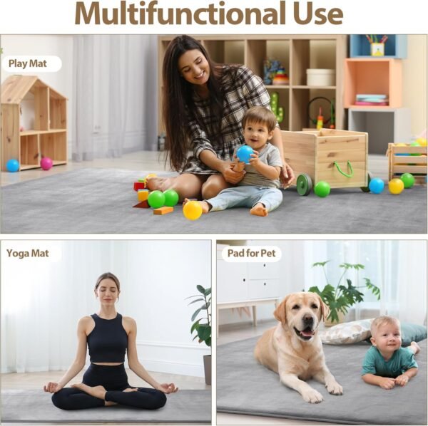MABOZOO Extra Large Baby Play Mat for Playpen, 50x50 Memory Foam Thick Tummy Time and Crawling Mat,Anti-Slip & Velvet Baby Floor Mat for Toddlers,Kids,Yoga Mat - Image 8