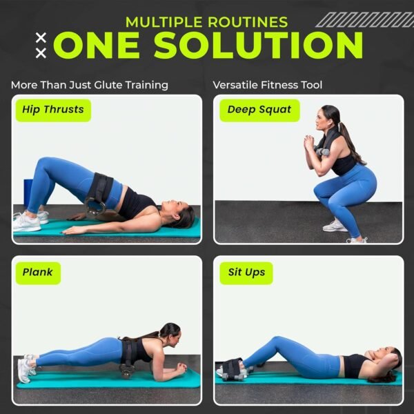 Hip Thrust Belt for Glute Workout Equipment - Adjustable, Durable, Slip-Resistant, Supports 100lbs - Compatible with Dumbbells, Kettlebells & Plates - Portable & Perfect for Home Booty Exercises - Image 7