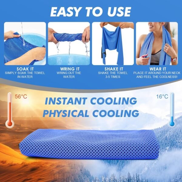 3 Pack Cooling Towels (47"x12") for Neck and Face, Ice Towel for Hot Weather, Soft Breathable Chilly Gym Towels, Microfiber Towel for Work Out, Yoga, Running, Camping & More Activities - Image 4