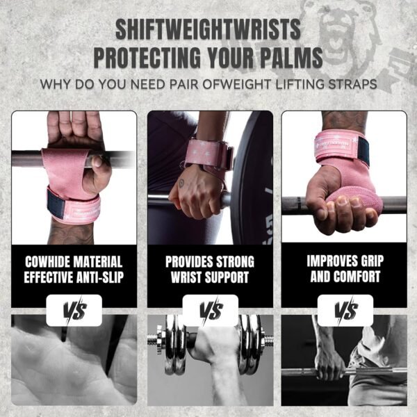 MANUEKLEAR Gym Straps Weight Lifting, Double Leather Lifting Straps for Men Deadlift with Cushion Wrist Loop, Gym Lifting Wrist Wraps for Weightlifting - Image 7