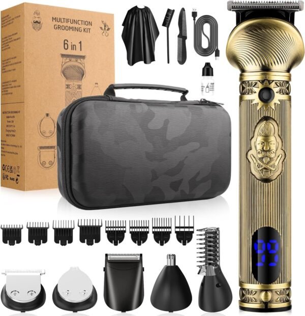 Beard Trimmer Kit for Men - Professional 6 in 1 Hair Clipper Trimmer, Cordless Multi Groomer, Mens Grooming Kit for Beard, Face, Body Nose Electric Razor with Travel Case as Gifts for Him - Image 2