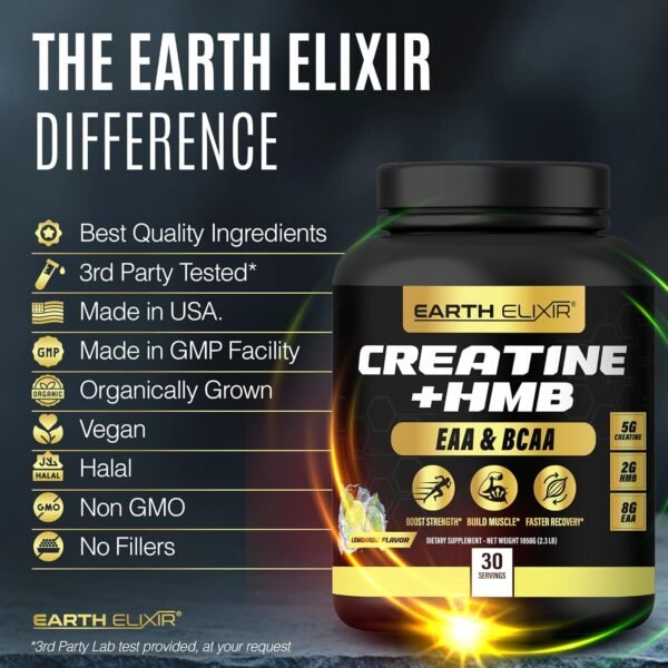 Creatine HMB Supplement w/Essential Amino Acids Powder | EAA & BCAA Mix | Creatine Monohydrate and HMB Powder | EAAS Amino Acids Powder | BCAAS Amino Acids - Image 8