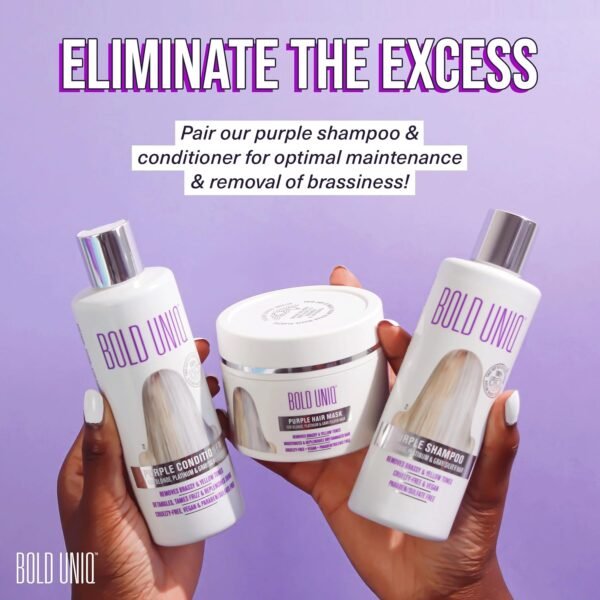 BOLD UNIQ Purple Hair Mask - Toner For Blonde, Platinum, Bleached, Silver, Gray, Ash & Brassy Hair - Remove Yellow Tones & Condition Dry, Damaged Hair - Cruelty Free & Vegan - 6.76oz - Image 9