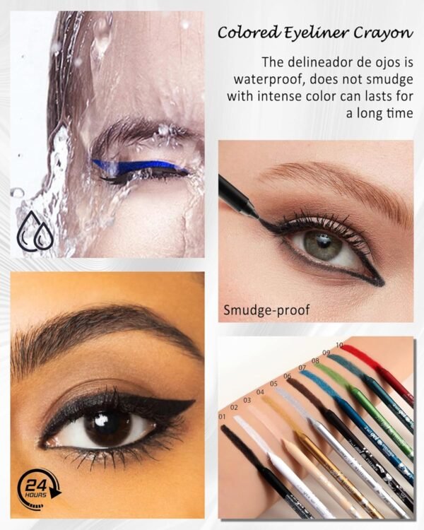 Brown Gel Eyeliner Pencil, Sharpenable Eye Liner Waterproof Smudge proof Long Lasting, Matte Gel Cream Smooth Texture, Intense Color Waterline Eyeliner Pen Makeup with Sharpener, Delineador De Ojos-06 - Image 4