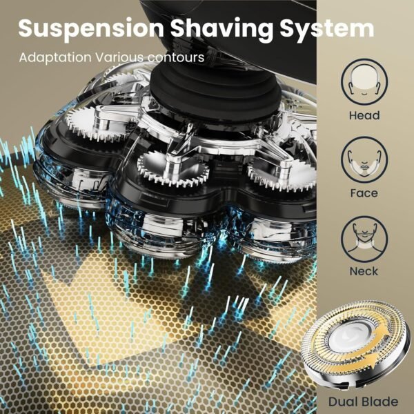 7D Head Shavers for Bald Men, SHPAVVER Detachable Head Shaver LED Display Dry Wet Electric Bald Shaver, IPX7 Waterproof Head Shavers with Type-C Charge - Image 5