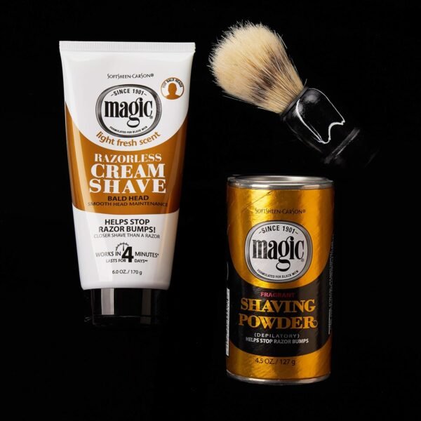 SoftSheen-Carson Magic Razorless Shaving for Men, Magic Shaving Powder with Fragrance, Coarse Textured Beards, Formulated for Black Men, Depilatory, Helps Stop Razor Bumps, Since 1901, 4.5 oz - Image 5