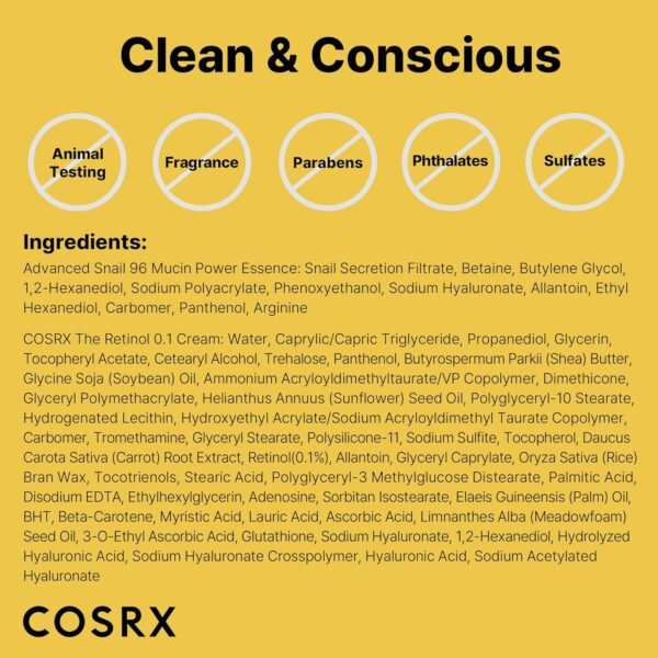 COSRX Glass Skin Starter Set, Amazon Exclusive, Advanced Snail 96% Mucin Power Essence & Retinol 0.1% Cream Mini Sample, Daily Hydrating & Firming Korean Skin Care Kit, Gift Set - Image 8
